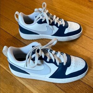 Kids Nike Blue and White Leather Sneakers